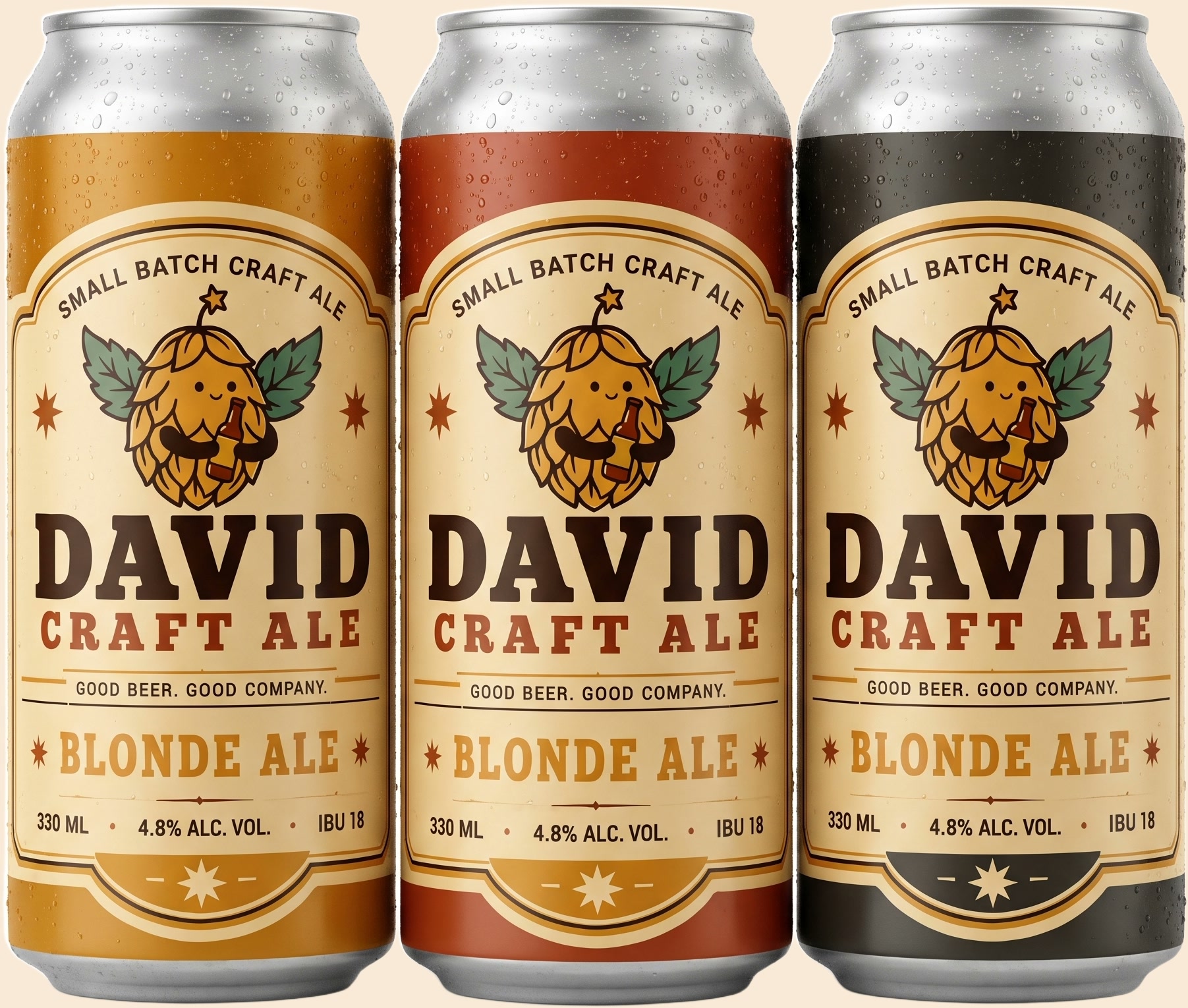 Three David Craft Ale cans